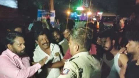 Residents protest against a prolonged power cut at Arani 