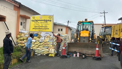 Sandbags and machinery kept ready for emergencies during the SW monsoon