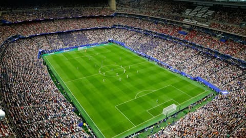 The pitch is seen in this general view during the World Cup Group E soccer match between Germany and Curacao in Houston