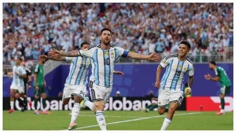 Lionel Messi celebrated his record-breaking sixth World Cup 