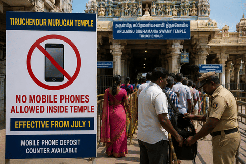 Ban on mobile phones inside Tiruchendur Murugan temple 