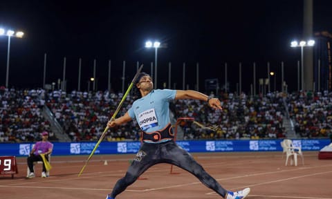 Neeraj Chopra finished a creditable fourth in the Doha Diamond League event here.
