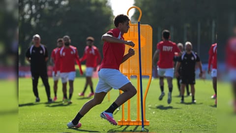 Egypt's Hamza Abdelkarim during a training session.