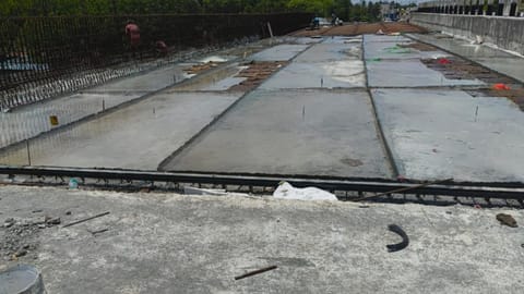 The railway portion of the second span of the Pattabiram ROB, where side-wall works are yet to be completed