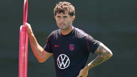 United States' Christian Pulisic attends a training session ahead of a FIFA World Cup match against Turkey in Irvine