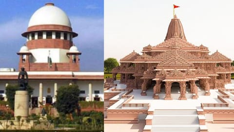 (L)  Supreme Court, (R) Ram temple in Ayodhya
