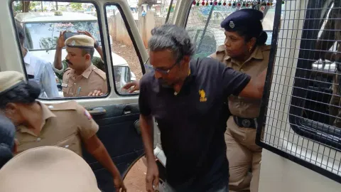 Police producing Felix Gerald in the magistrate court in  Tiruchy on Monday