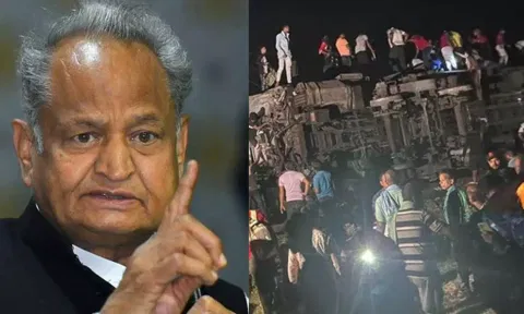Ashok Gehlot (left); Visual from the spot (ANI)