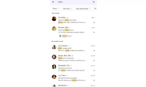 Now get most relevant Gmail search results on phone