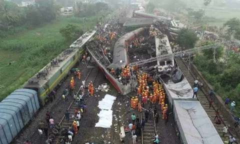 Visual from the train accident site. (ANI)