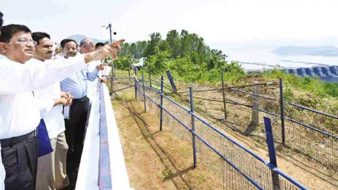 YS Jagan Mohan Reddy visits the project site on Tuesday
