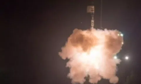 First pre induction night launch of new generation ballistic missile, Agni Prime. (Pic credit/twitter)