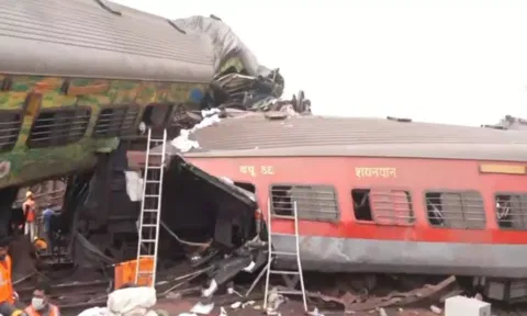 The accident spot. PTI