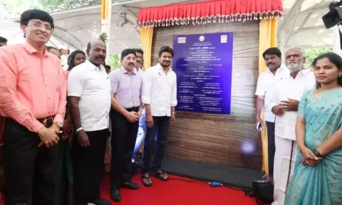 Udhayanidhi Stalin inaugurated the 'Kalaignar Centenary Bus Terminus' in Anna Square (Twitter/@UdhayStalin)