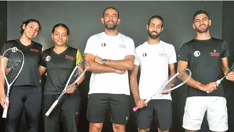 Mohamed Elkeiy with members of Egypt’s World Cup squad