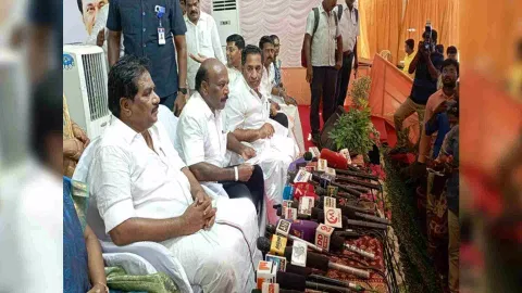 Tamil Nadu Minister Ma Subramanian at a press conference in Madurai. (Photo: ANI)