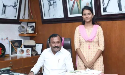 Saidai Duraisamy congratulating one of the successful candidates M Muthuarasi (AIR 83) in Chennai on Saturday