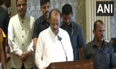 NCP leader Ajit Pawar takes oath. ANI