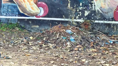 Pile of waste accumulated in the playground