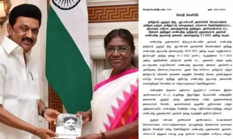 File photo of Stalin and Murmu; the letter written by Stalin