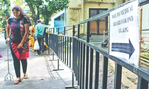 A disabled candidate at RGGGH on Monday