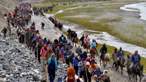 The yatra to the 3,880-metre-high holy cave shrine takes place from the twin routes of Pahalgam in south Kashmir and Baltal in Ganderbal district of central Kashmir.

