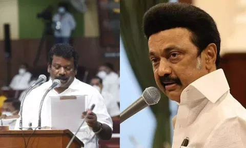 &nbsp;(L) Congress legislature party leader K Selvaperunthagai;&nbsp; Chief Minister MK Stalin(R)