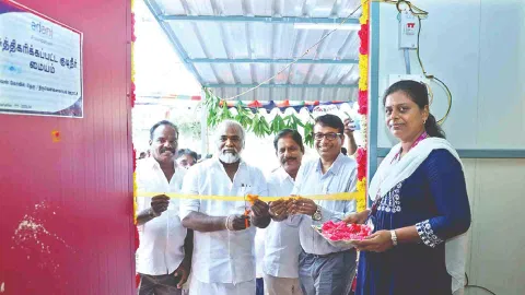 Adani Foundation has successfully completed the construction of a Reverse Osmosis (RO) Water Plant in Thiruvellaivoyal Panchayat