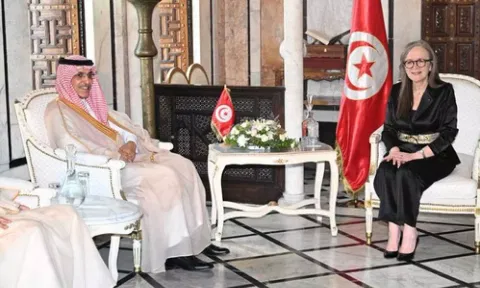 Tunisian Prime Minister Najla Bouden Romdhane met with the visiting Saudi Arabian Finance Minister&nbsp;