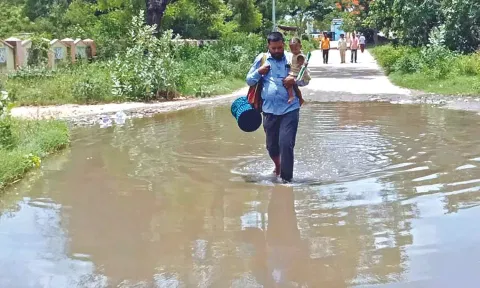 Public are forced to wade through the stagnant water