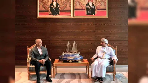 Chief of Naval Staff Admiral R Hari Kumar in Muscat (Image Credit: Twitter/@indiannavy)