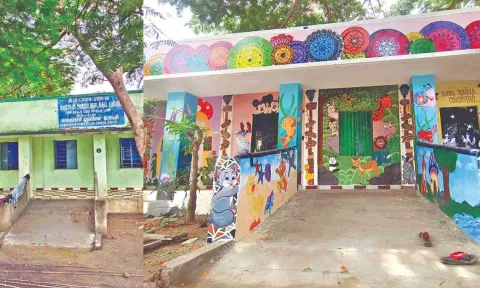 Before(L) and after(R) picture of the school&nbsp;