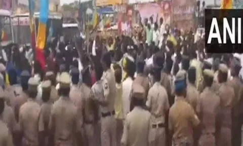 Visual from the spot where PMK workers clashed with police (ANI)&nbsp;