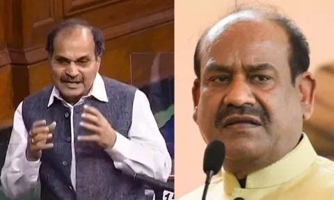 Adhir Ranjan Chowdhury; Om Birla (PTI)