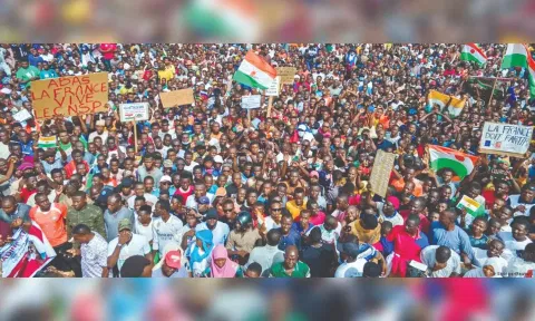 Protestors in the capital city of Niger, Niamey.