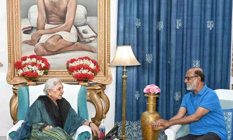 Actor Rajinikanth with UP Governor Anandiben Patel
