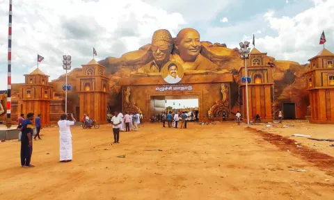 The entrance to the venue of AIADMK’s golden jubilee conference in Madurai
