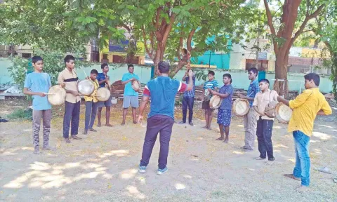 From a parai training session for visually challenged