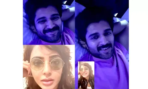 &nbsp;Actor Vijay Deverakonda with Samantha (Photo:IANS)&nbsp;