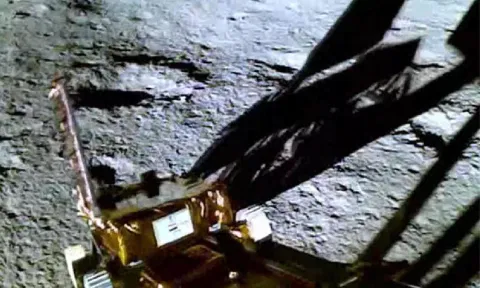 Pragyan Rover rolling down from Vikram Lander onto Moon's South Pole (Photo: ANI)