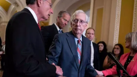 A McConnell aide said the senator would be consulting with a physician prior to his next public event (Photo/AP)