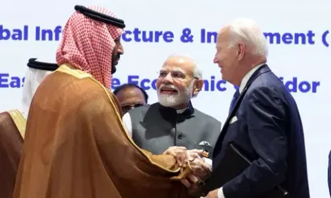 Saudi Arabia's Crown Prince Mohammad bin Salman, Indian PM Narendra Modi and US President Joe Biden (Photo: IANS)