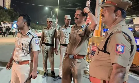 A Amalraj, Tambaram City Police Commissioner, visited the venue of AR Rahman's music concert on Monday afternoon.
