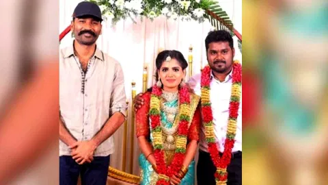 &nbsp;Dhanush attended his assistant Anand's wedding (Photo/IANS)