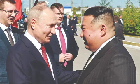 Russian President Vladimir Putin with North Korean dictator Kim Jong-un&nbsp;&nbsp;