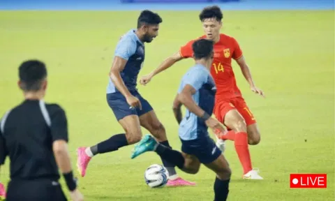 China beats India in Hangzhou.(X/@Indianfootballteam)