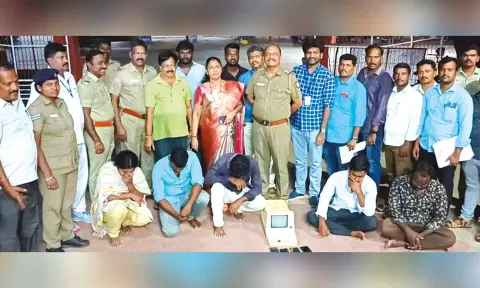 The accused persons with seized medical equipment
