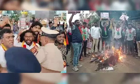 The agitators ridiculed and torched the effigies of 28 MPs from Karnataka for not speaking for the State over the Cauvery issue. (IANS)