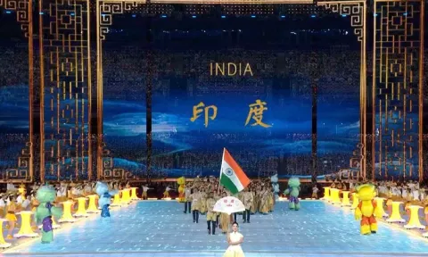 The Indian contingent walking into the Asian Games.