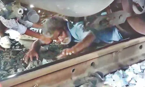 The elderly man crawled out of the train without as much as a scratch.&nbsp;